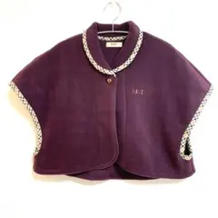 ダックス 美品 ポンチョ ケープ M-L 刺繍ロゴ ハウスチェック ボルドー