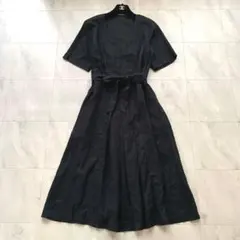美品 近年モデル マーガレットハウエル リネン100% ベルト ロングワンピースのサムネイル