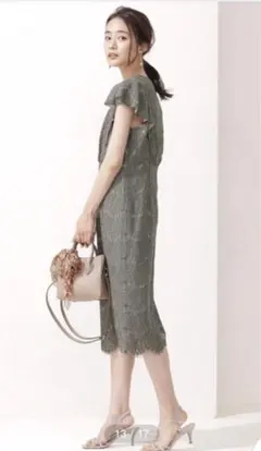 フリルスリーブレースワンピース