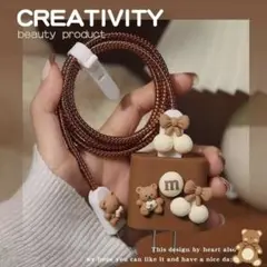 新品未使用❣️タイプC充電器＆カバー豪華セット⭐️くま⭐️ブラウン