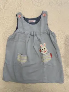 【ミキハウス】90水色うさこジャンバースカート