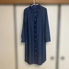 ネイビー コットン シャツワンピース Lサイズ