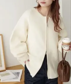 DISCOAT 【こなれ感シルエット】ダブルジップニットコート