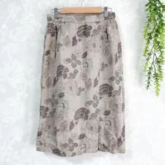 【ジェーンモア】スカート/花柄ジャガード/レーヨン/日本製/L相当/ベージュ