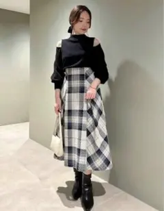 美品 スナイデル ロービングチェックミディスカート サイズ0