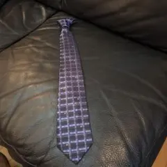 courrèges チェック柄 ネクタイ ネイビー