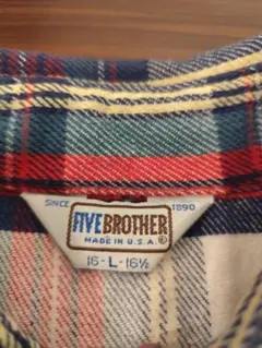 70s USA製 FIVE BROTHER チェック柄　ネルシャツ
