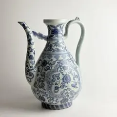 希少・数十年経過の品】故宮博物院 購入品 染付 鳳凰文 花瓶 倣古磁器