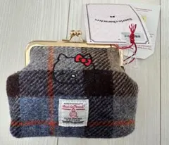 【新品】ハリスツイード　サンリオ　ハローキティ　がま口　財布　チェック
