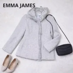 Y9 EMMA JAMES ウール混 ヘリンボーンコート フォックスファー風