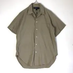 2928　80s　ラルフローレン　オープンカラー　半袖　シャツ　ベージュ