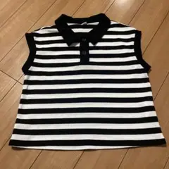 SHEIN 黒白ストライプ ポロタンクトップ 10Y