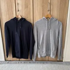 ユニクロスウェットプルパーカーサイズM ネイビーグレー2枚セット