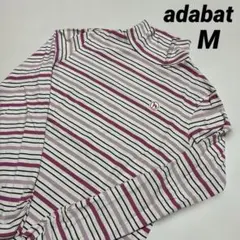 adabat レディース ゴルフウェア モックネックシャツ ボーダー M