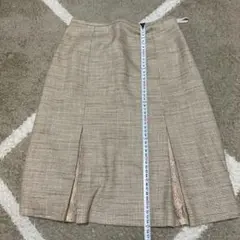 ベージュ系 レース切り替え ひざ丈スカート