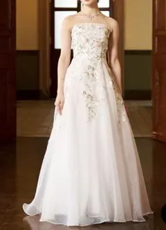 TWEED ツイード　演奏会用ドレス 11号　Lサイズ ロングドレス ベアトップ 肩紐付き 演奏会 発表会 サテン