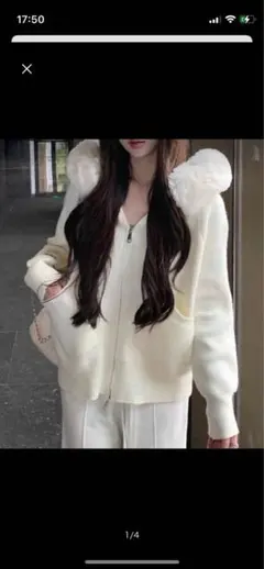 SHEIN ファー ニットパーカー ニットセーター アウター レディース XL