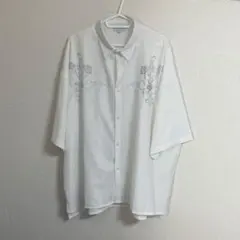 オーバーサイズ 半袖シャツ 花柄刺繍 ホワイト Rocky Monroe
