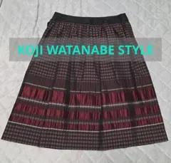 KOJI WATANABE STYLE フレアスカート ダークレッド チェック柄