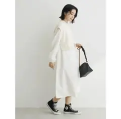 未使用 SET2点 ニットベスト+シャツワンピース ワンピース オフホワイト