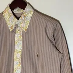 ラルフローレンRalphLaurenリメイクシャツベージュブラウン茶一点物