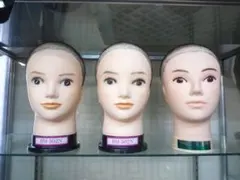 C【送料込み】3体セット 中古 カットウィッグ ヘッドマネキン 理容師 美容師