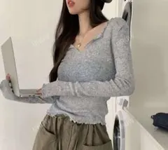 SHEIN 薄手ニット長袖　グレー