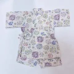 【美品】子供用 甚平 100cm 花火柄 ホワイト 男の子 女の子 夏祭り