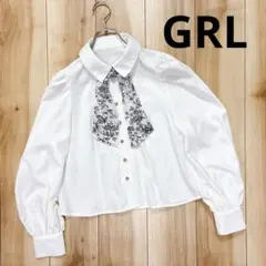 訳あり】GRL グレイル　ボウタイ　白ブラウス　ビジュー付　2way ブラウスのサムネイル