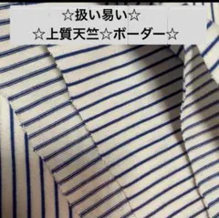 32A☆扱い易い☆上質☆天竺☆ボーダー柄☆紺色☆