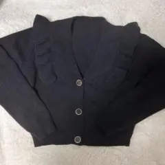 フリル付きダークグレーカーディガン