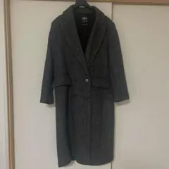 ZARA ダークグレー ダブルブレスト コート　チェスターコート