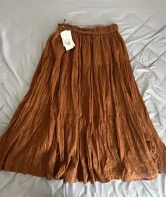 ブラウン コットン ロングスカート Lサイズ