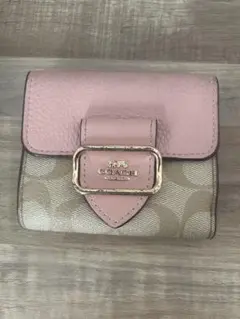 COACH 二つ折り財布 ピンク ベージュ
