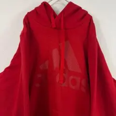 adidas アディダス ロゴパーカー フード付トレーナー 赤 レッド