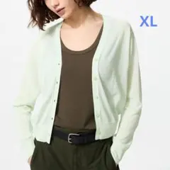 UNIQLO ライトＶネックカーディガン グリーン XL レディース
