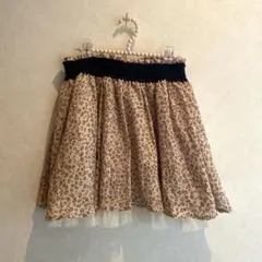 オリーブdes ヒョウ柄フレアスカート　ベルト部分ゴム