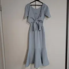 未使用riendaリボン付きライトグレーのニットワンピース