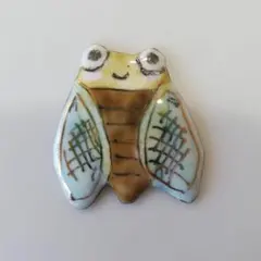 七宝焼No.1014 セミ 帯留orブローチ 手作り