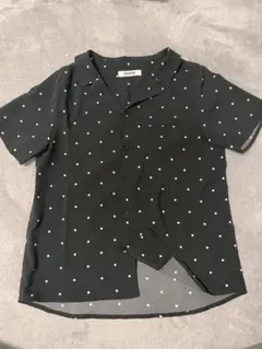 NiCORONドット柄 半袖シャツ ブラック
