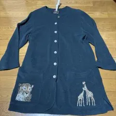 大きめ☆Goji 刺繍入りサマー ニットロングコート ブラック - メルカリ