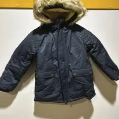 フード付きネイビー中綿コート