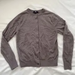 レアカラー ユニクロ メリノクルーネックカーディガン ブラウン S