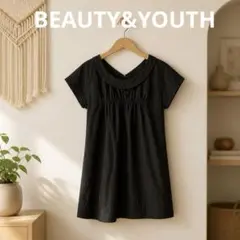 BEAUTY&YOUTH ネイビー 襟付き チュニック 半袖