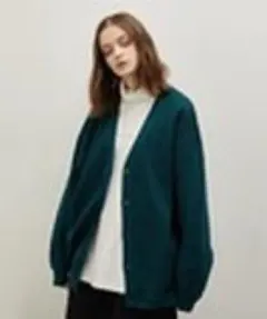 JUNRED リブニットルーズカーディガン グリーン Mサイズ