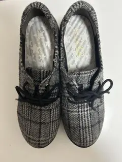 グレー系チェック柄 フォーマルシューズ