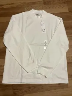 【新品】ユニクロ　ブラッシュドモックネックTシャツ　ホワイト　XL