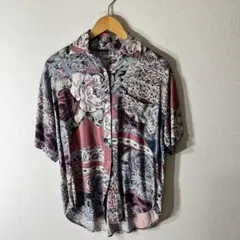 ビンテージ　半袖シャツ　総柄