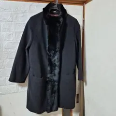 MaxMara 黒 ウールコート ファー付き