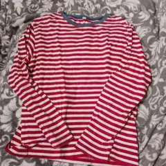 赤と白のストライプ 長袖カットソー 150